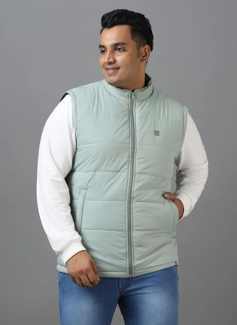 Urbano Fashion  Urbano Plus Men's Green Sleeveless Zippered Puffer Jacket for Men | Best Price UAE